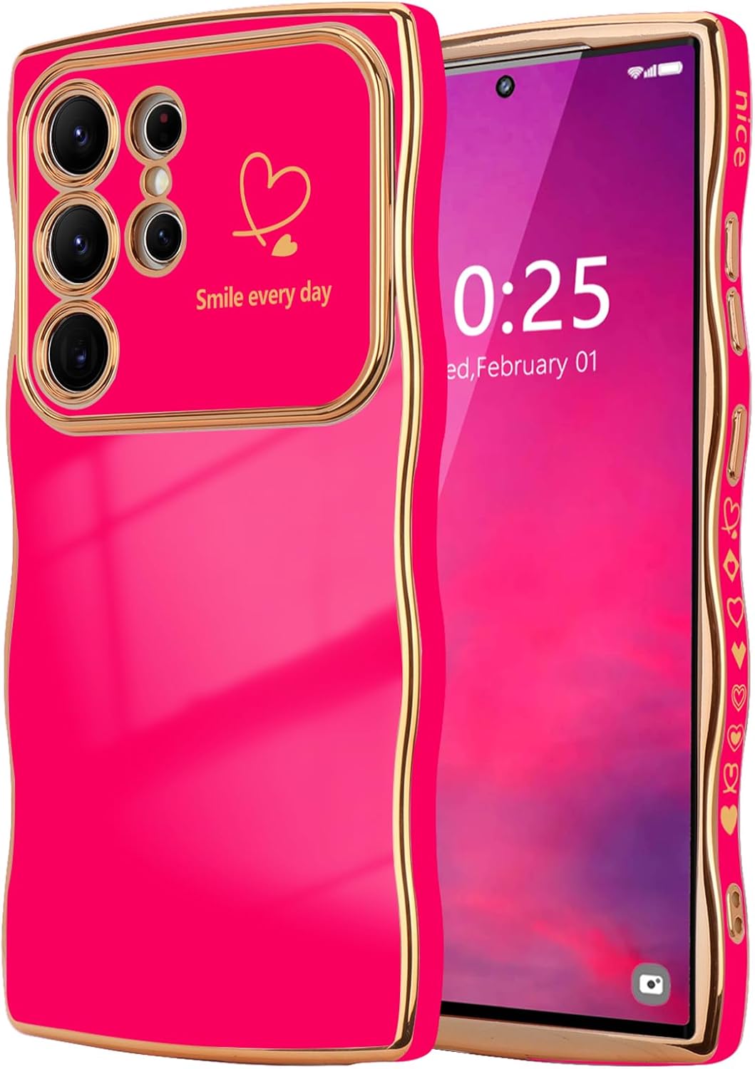 Samsung Galaxy S24 Case Cute Wave Frame Curly Shape Love Heart
