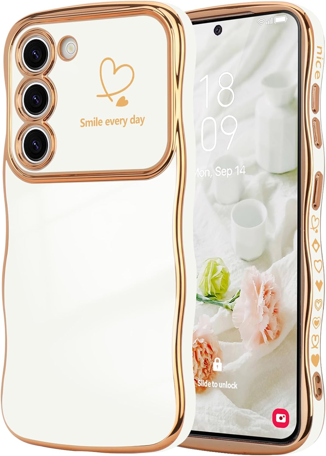 Samsung Galaxy S24 Case Cute Wave Frame Curly Shape Love Heart
