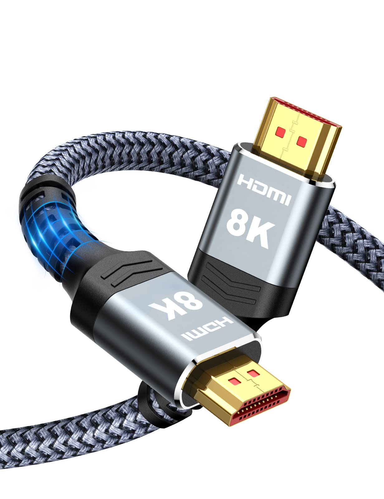 Highwings 8K@60 HDMI Cable, 48Gbps 2.1 High Speed HDMI Braided Nylon 4K120 144Hz RTX 3090 eARC HDR10 4:4:4 HDCP 2.2&2.3 Compatible for PS5, PS4, UHD TV and PC
