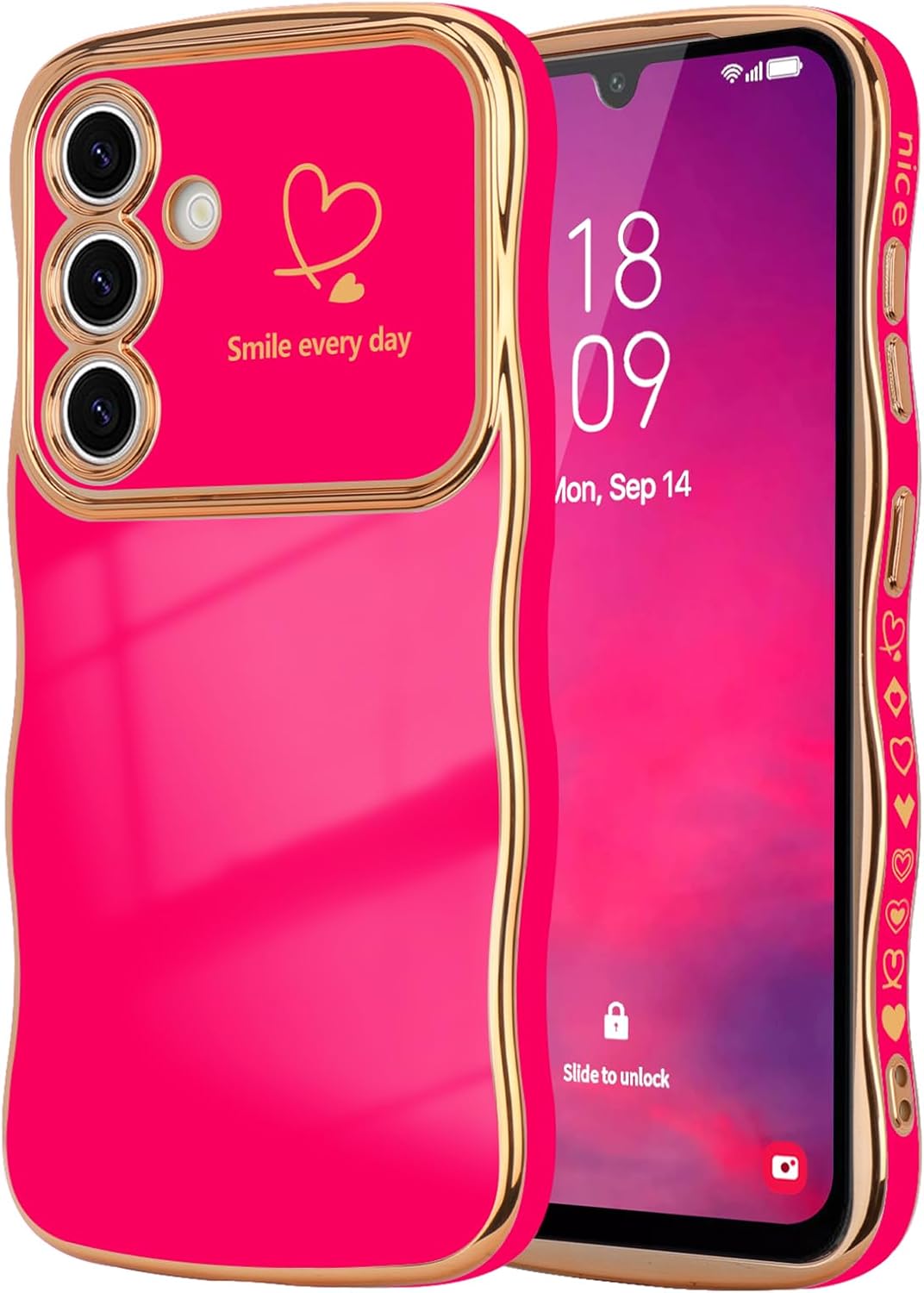 Samsung Galaxy S24 Case Cute Wave Frame Curly Shape Love Heart