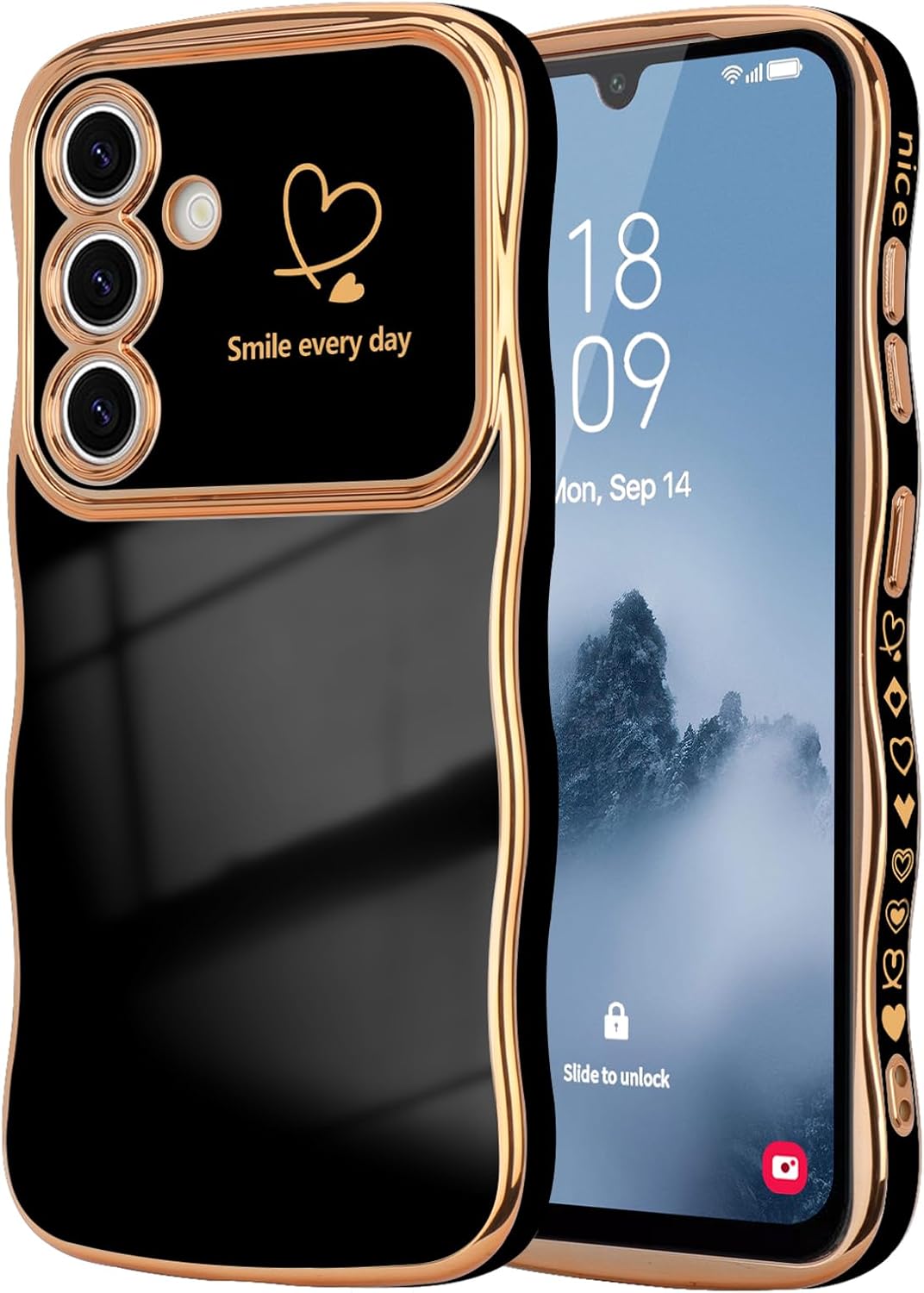 Samsung Galaxy S24 Case Cute Wave Frame Curly Shape Love Heart