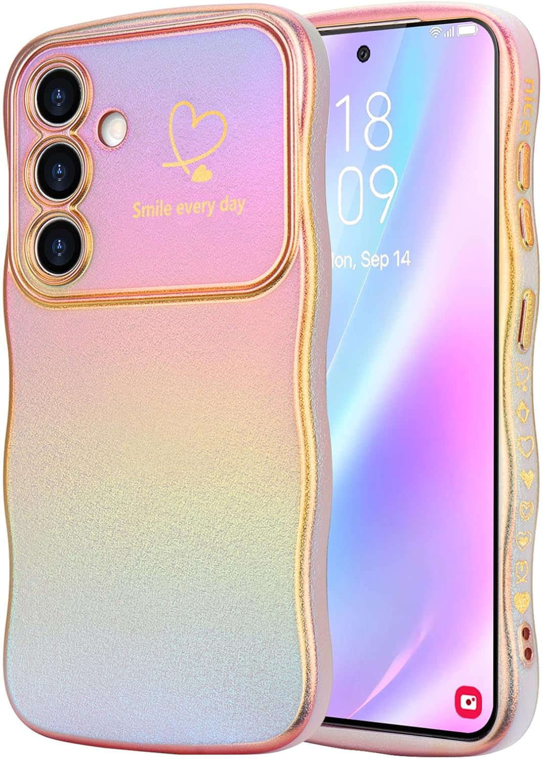 Samsung Galaxy S24 Case Cute Wave Frame Curly Shape Love Heart