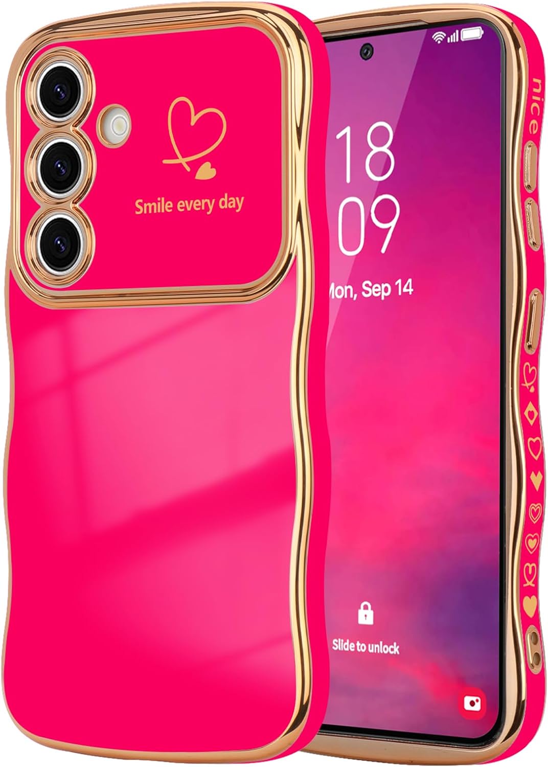 Samsung Galaxy S24 Case Cute Wave Frame Curly Shape Love Heart