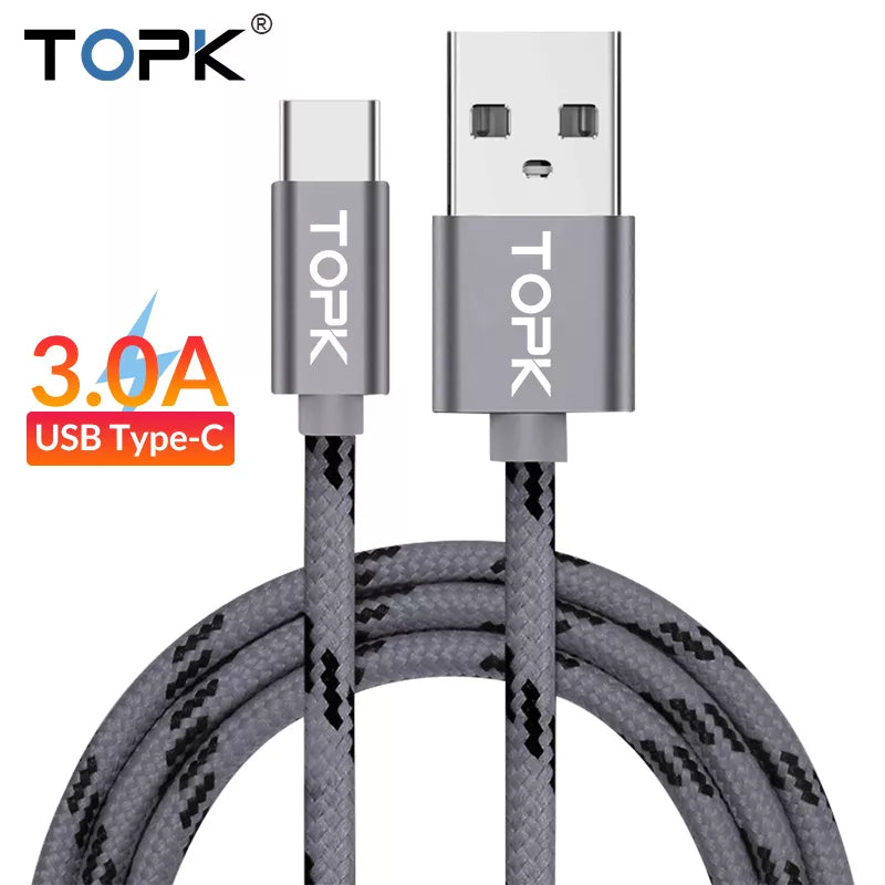 TOPK Original 1M 2m USB Type C Cable Data transmission & Charge Type-C USB for Xiaomi 4C / OnePlus 2 / Nokia N1 / MacBookd