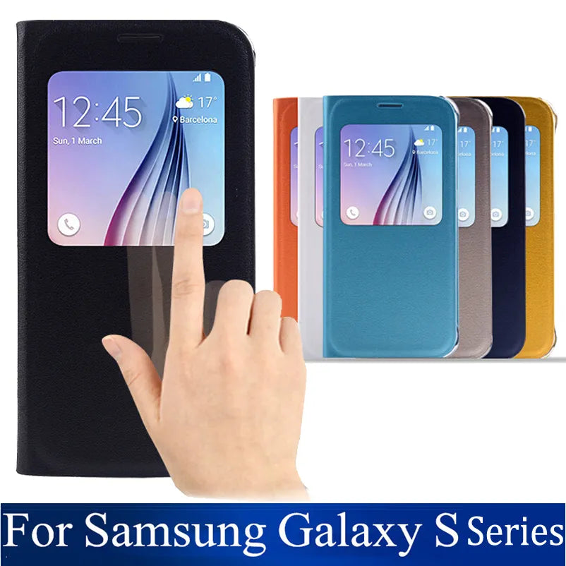 YKSPACE View Window Fashion Luxury Flip PU Leather Case Cover For Samsung Galaxy S6 S7 Edge S8 S9 Plus S8+ S9+ Cases