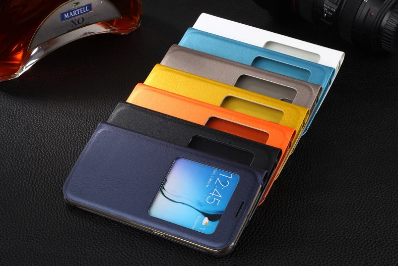 YKSPACE View Window Fashion Luxury Flip PU Leather Case Cover For Samsung Galaxy S6 S7 Edge S8 S9 Plus S8+ S9+ Cases