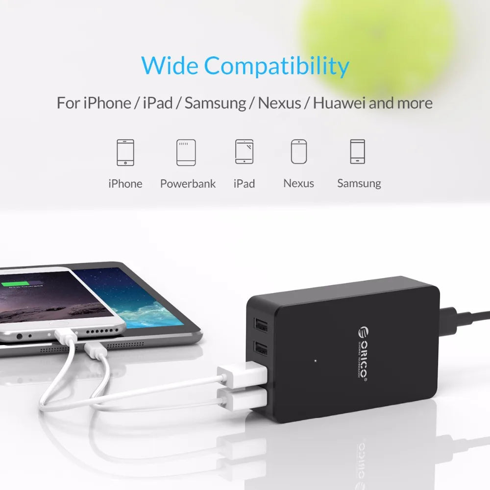 ORICO 4 Ports USB Charger Desktop Charging Station 5V 2.4A 15W  USB Travel Charger for iPhone Samsung Xiaomi Huawei