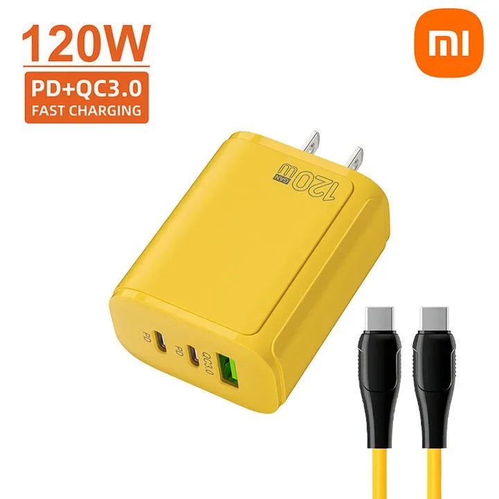 Xiaomi 120W Ultra Fast Charging Dual PD Quick Mobile Phone Charger 3 Ports QC3.0 USB Type C GaN Charger EU/US/UK Wall Adapter