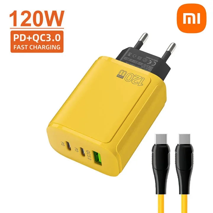 Xiaomi 120W Ultra Fast Charging Dual PD Quick Mobile Phone Charger 3 Ports QC3.0 USB Type C GaN Charger EU/US/UK Wall Adapter