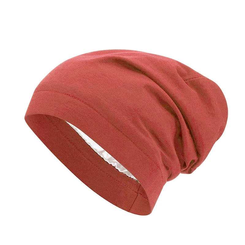 Women Soft Satin Lining Muslim Turban Hat Sleep Cap  Arab India Caps