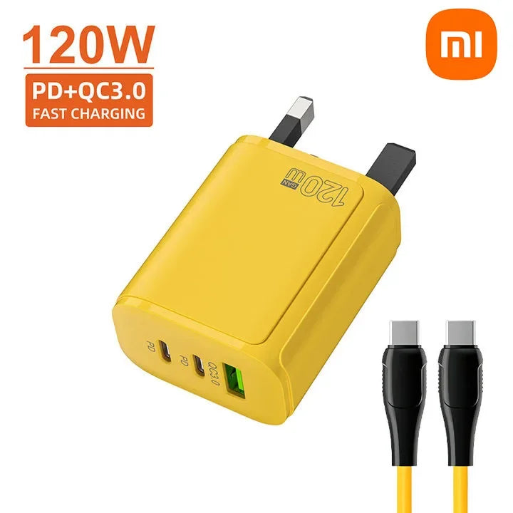 Xiaomi 120W Ultra Fast Charging Dual PD Quick Mobile Phone Charger 3 Ports QC3.0 USB Type C GaN Charger EU/US/UK Wall Adapter