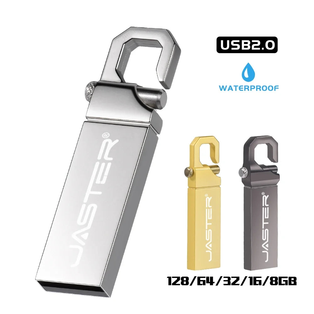 JASTER Free Custom Logo USB Flash Drive 128GB Metal Memory Stick 64GB  100% Real Capacity Pen Drive 32GB Portable U Disk 16GB