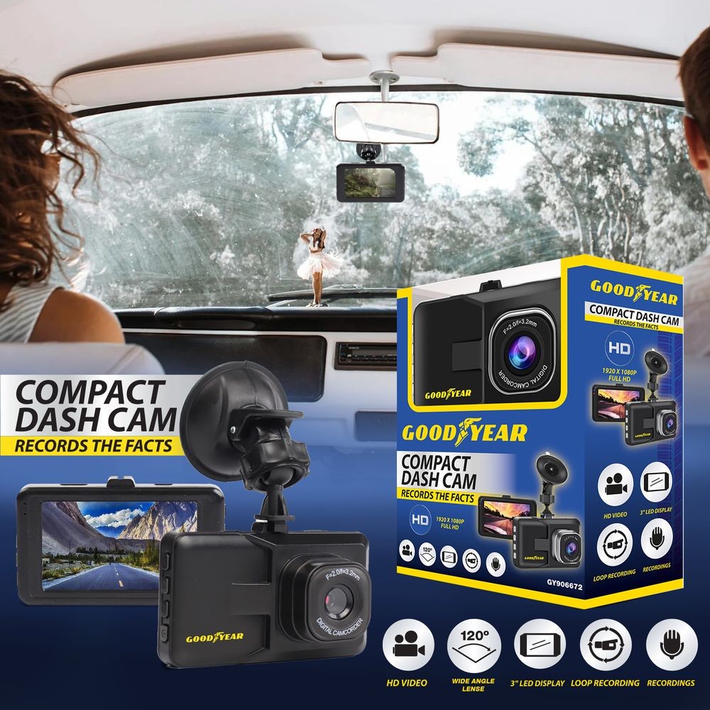 Compact Car Dash Cam 3'' LED Display Camera Video Recorder