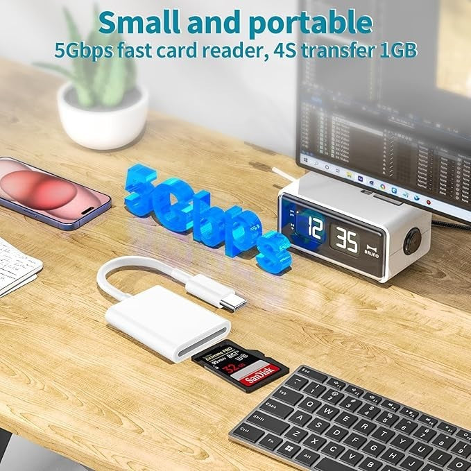 USB-C to SD Card Reader High-Speed Camera Card Adapter for iPhone