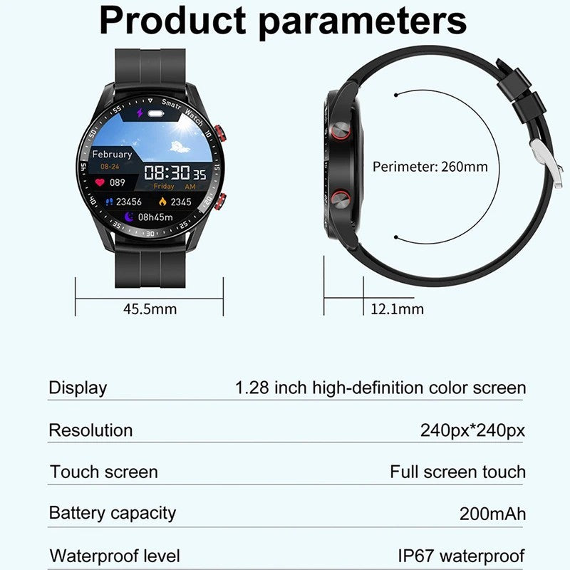 Mens Smart Watch Call Laser Health Blood Pressure Fitness Sports