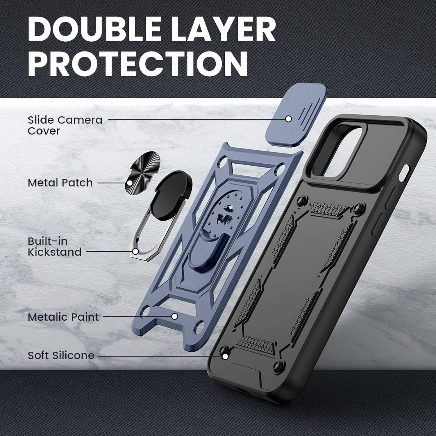 Shockproof Ring Stand Armor Case For iPhone
