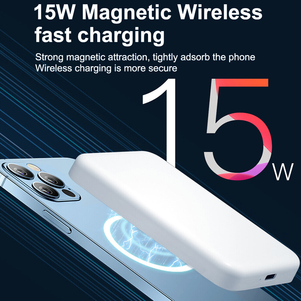 900000mAh Power Bank Magnetic Battery USB Pack Wireless Fast Charger for iPhone