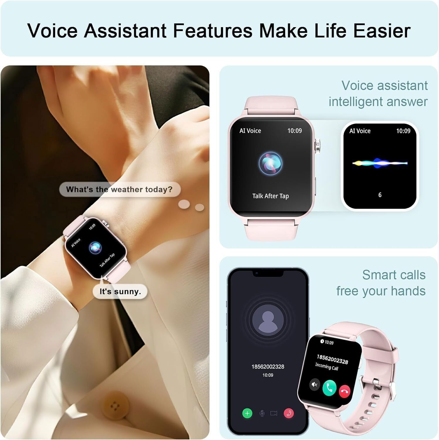 Alexa Smart Watch Women Make Calls Bluetooth Phone Call Watch For IPhone Samsung