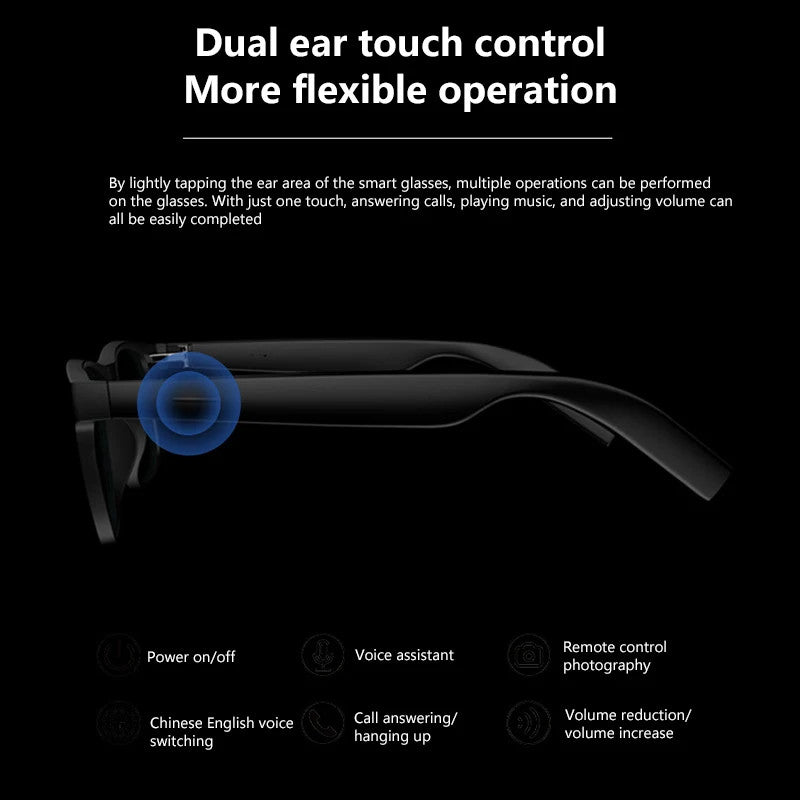 AI Glasses Smart Voice Video Photo Recording Bluetooth Black Translate