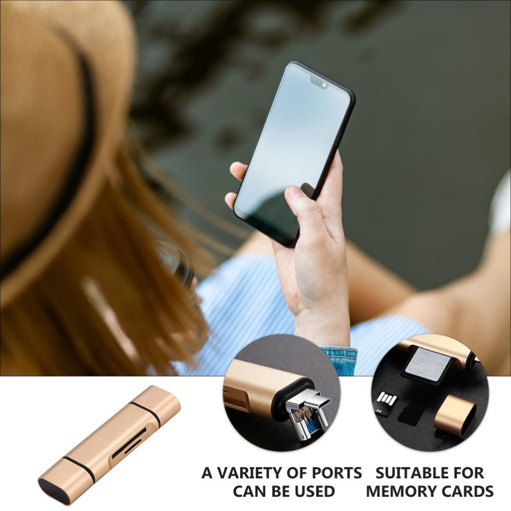 USB Type Dual Slots Adapter for Computer Laptop Phone Reader