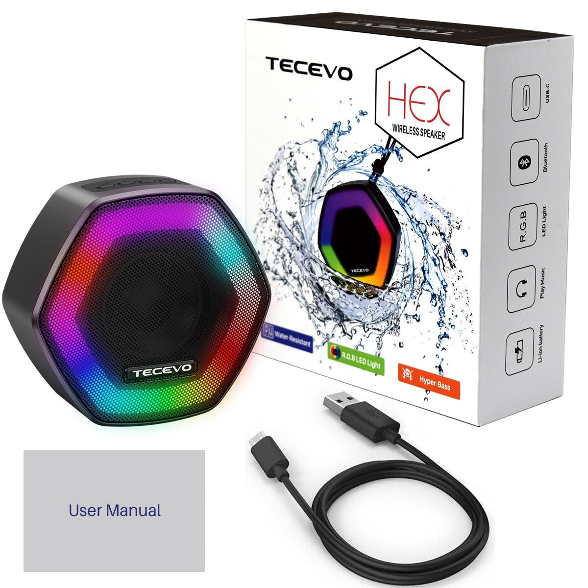 Wave Bluetooth Wireless Speaker Portable Waterproof RGB LED Extra Bass Loud TWS