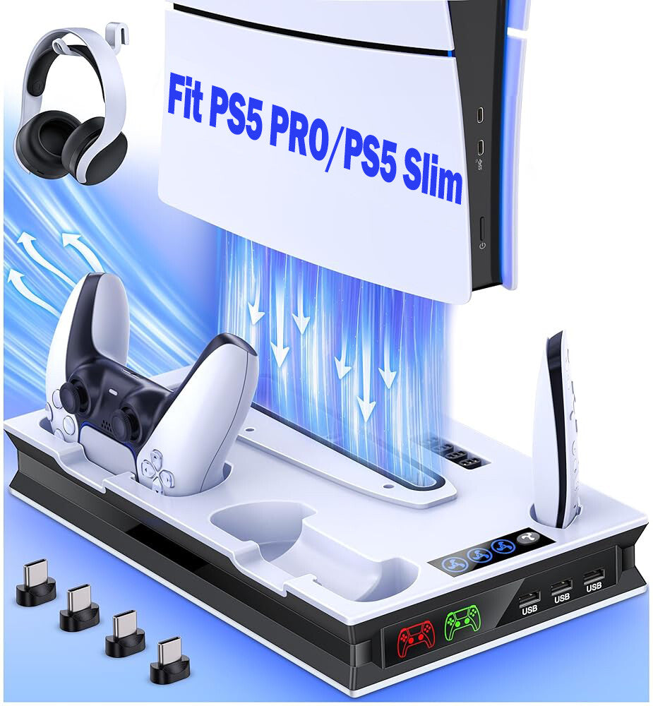 PS5 Stand and Cooling Station with Controller Charging Station