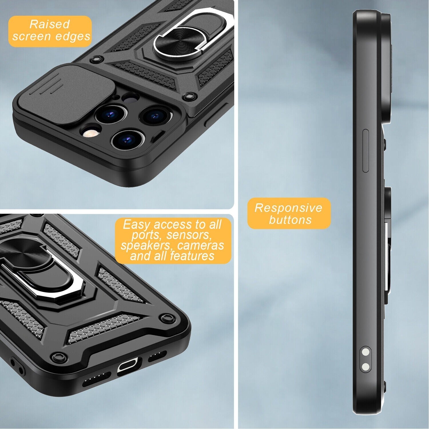 Shockproof Ring Stand Armor Case For iPhone