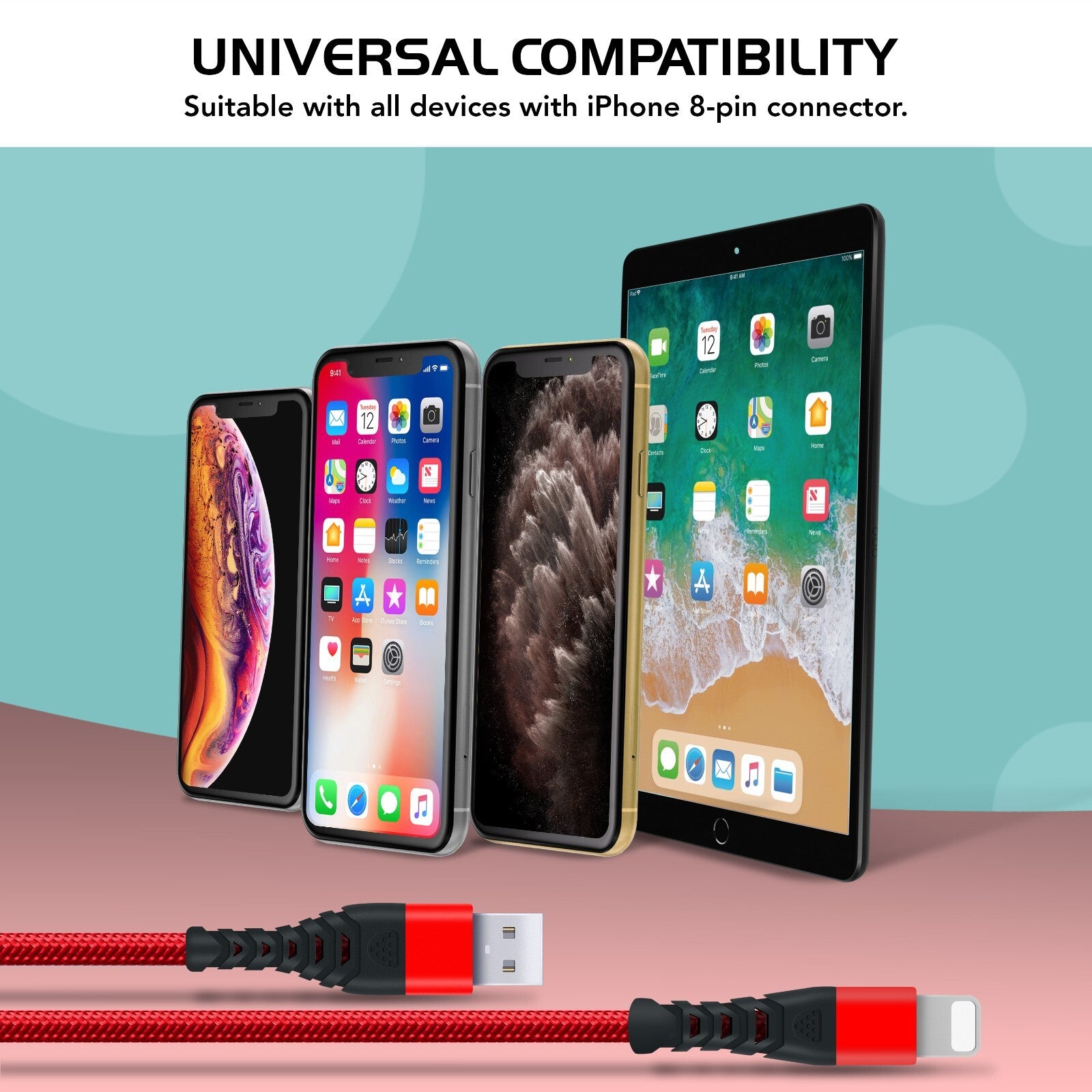 Heavy Duty Braided Long USB Fast Charger Cable For iPhone 14 Pro Max 13 12 11 XS