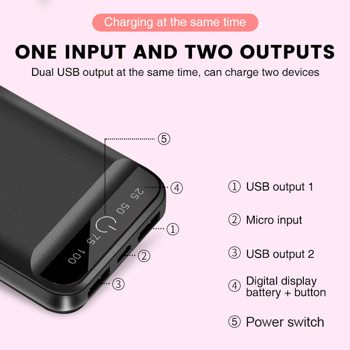 9000000mAh Power Bank Fast Charger Battery Pack Portable 2 USB For Mobile Phone