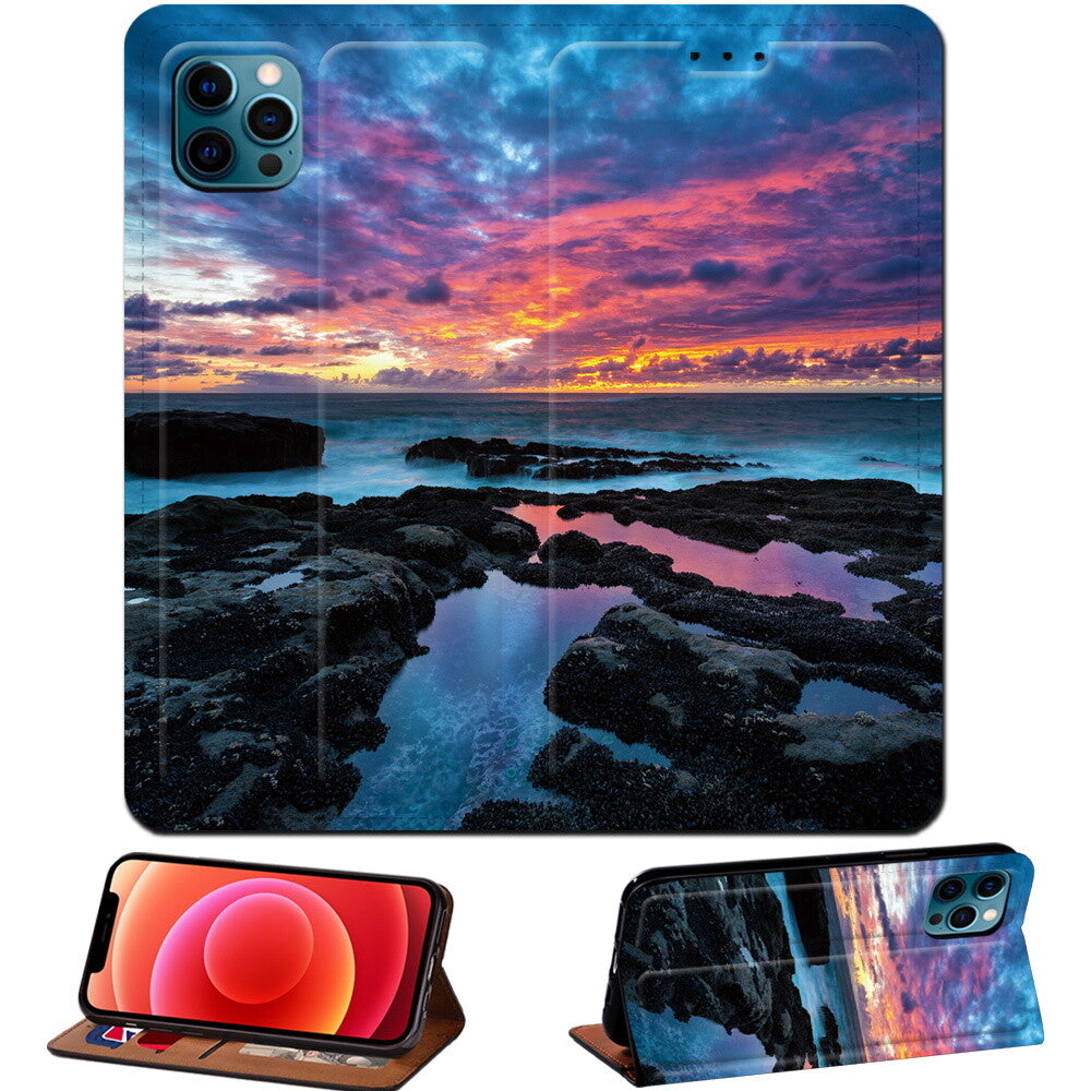 Scenery PU Leather Stand Phone Cover Case For Apple iPhone air/17/17 Pro