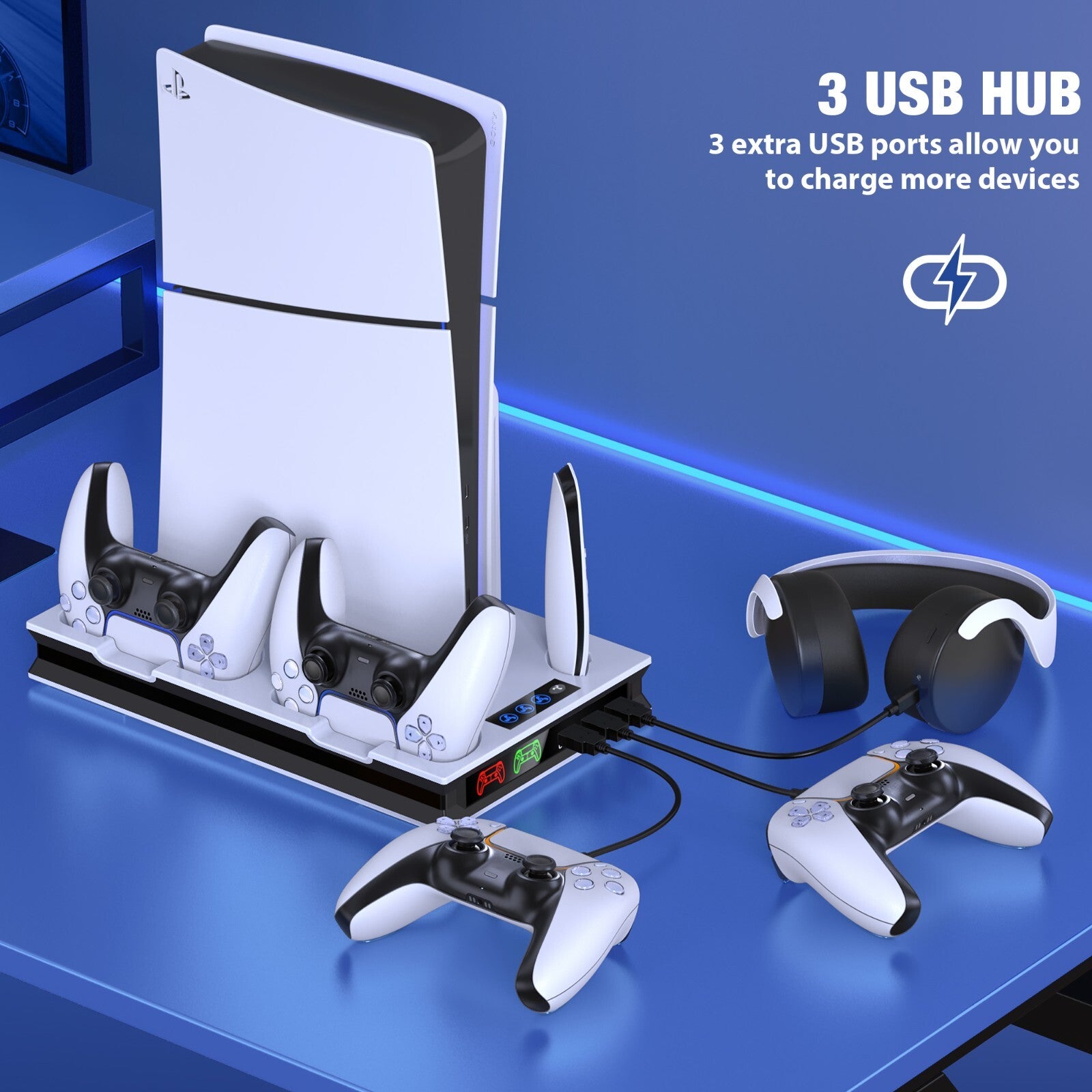 PS5 Stand and Cooling Station with Controller Charging Station