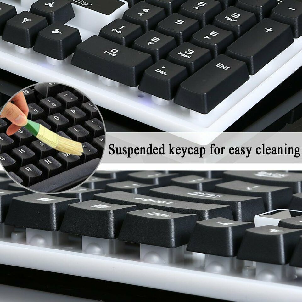Gaming Keyboard Mouse Set USB Rainbow RGB LED Wired For PC Laptop PS5 Xbox One