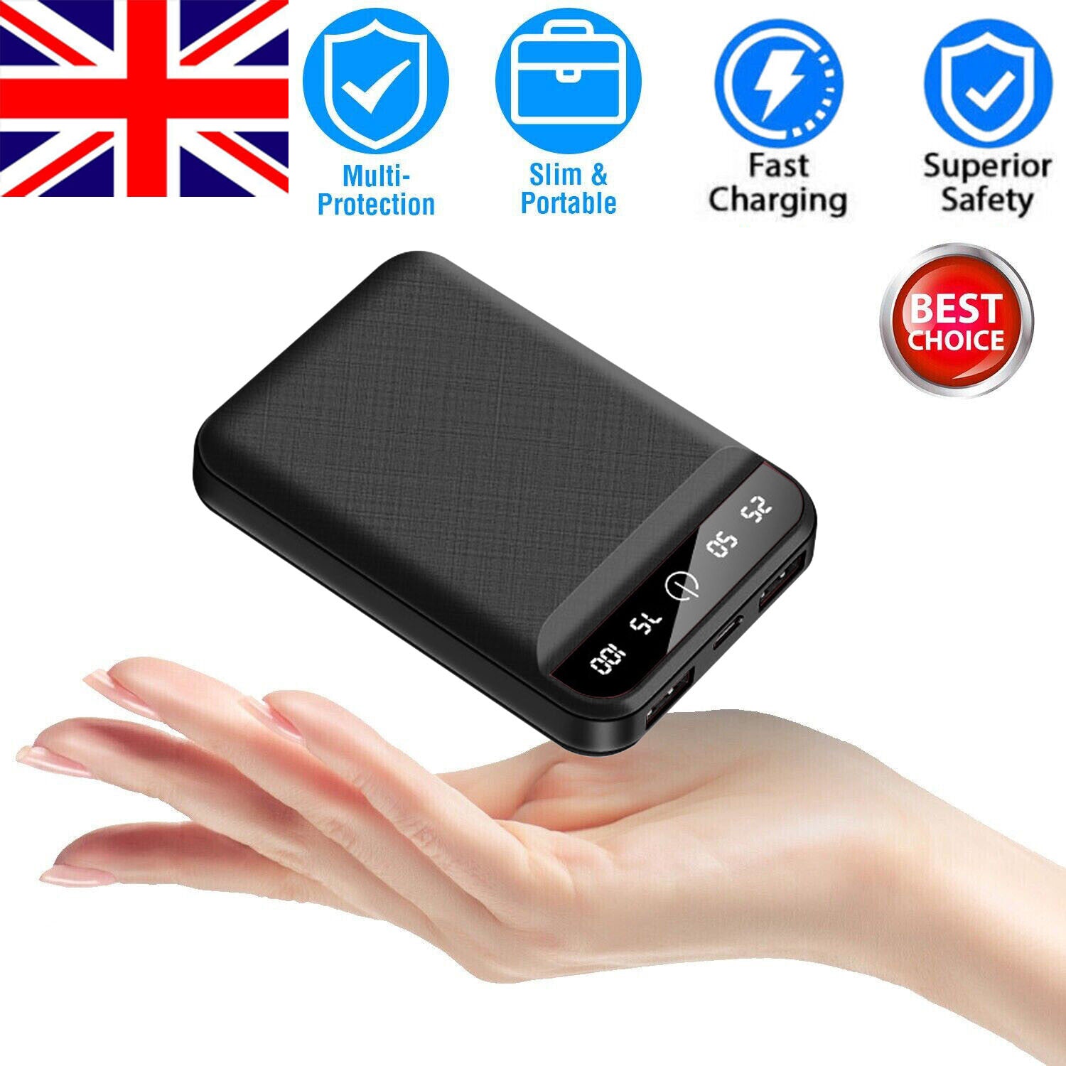9000000mAh Power Bank Fast Charger Battery Pack Portable 2 USB For Mobile Phone