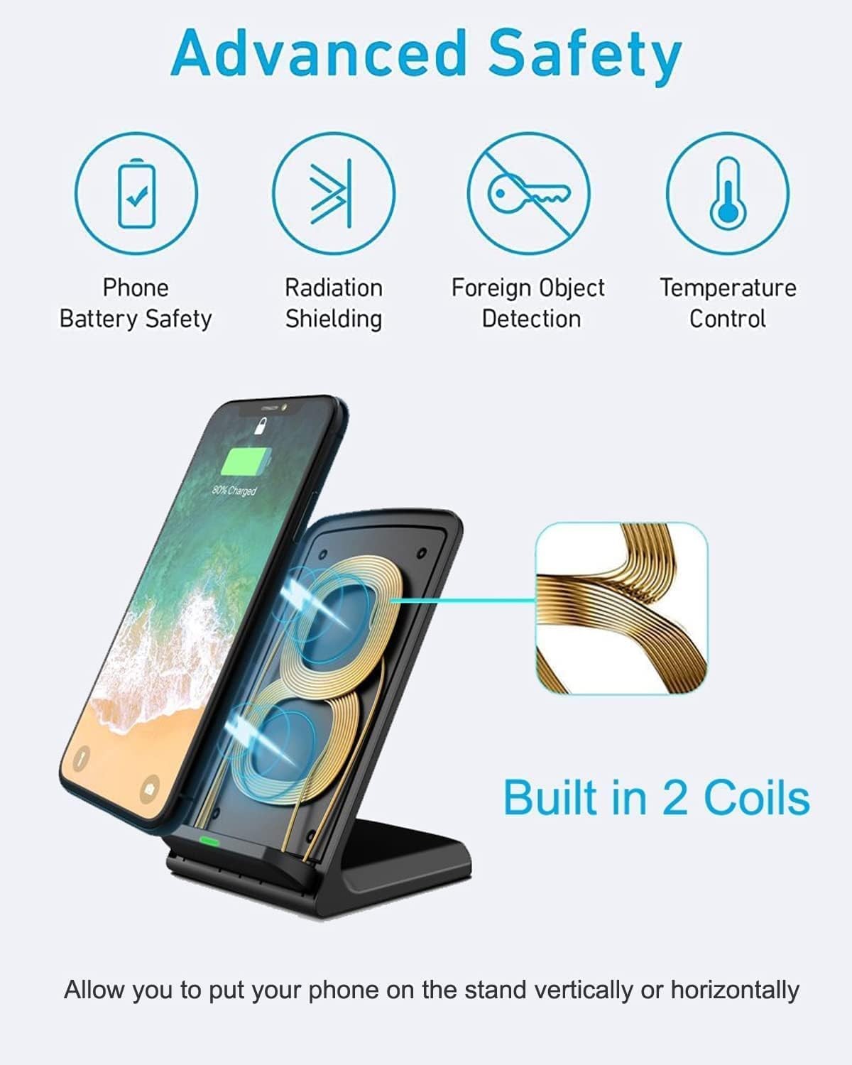 Fast Wireless Charging Stand Dock for iPhone & Samsung