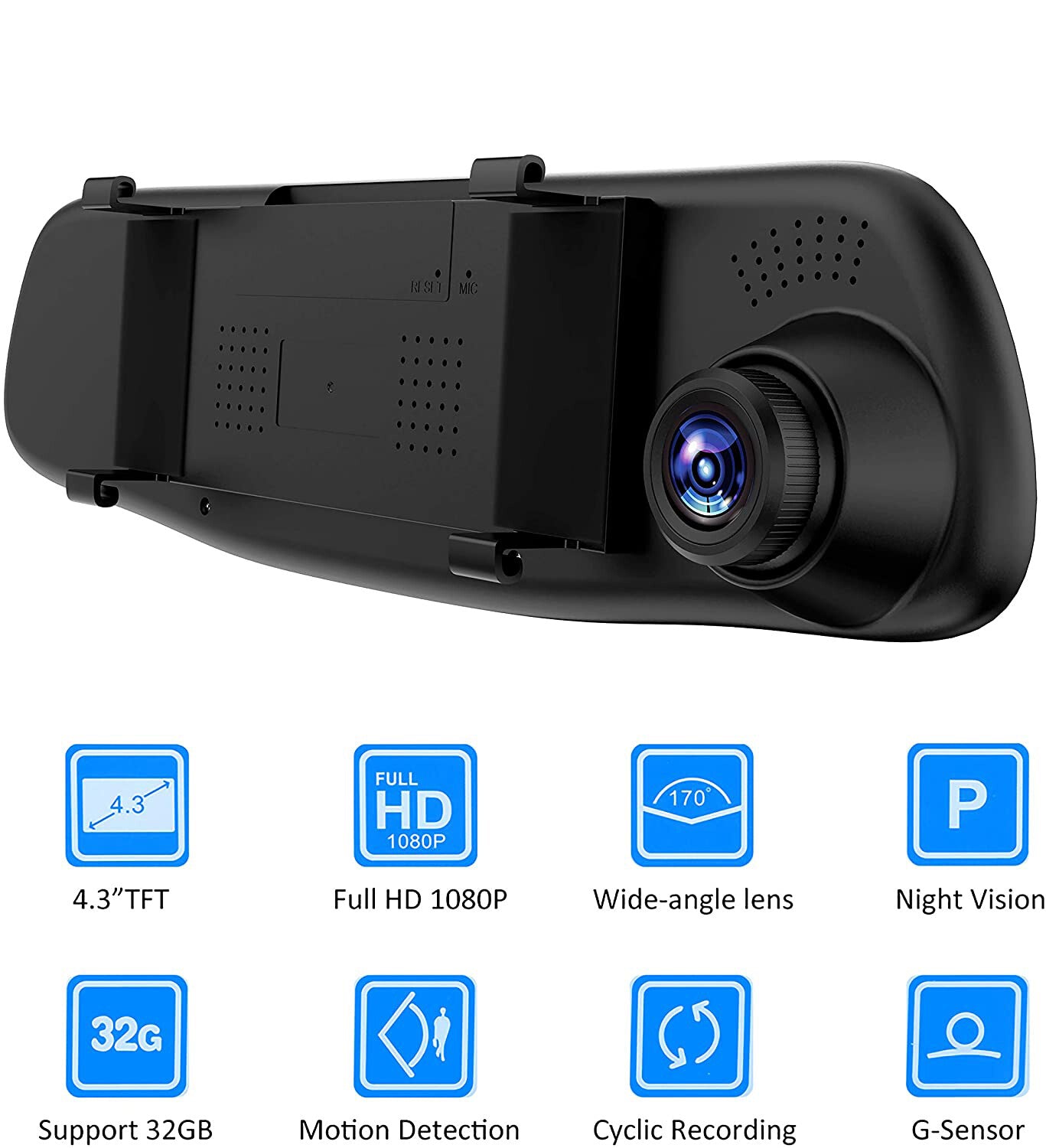 Dash Cam Car DVR Video Recorder with Front and Rear Camera