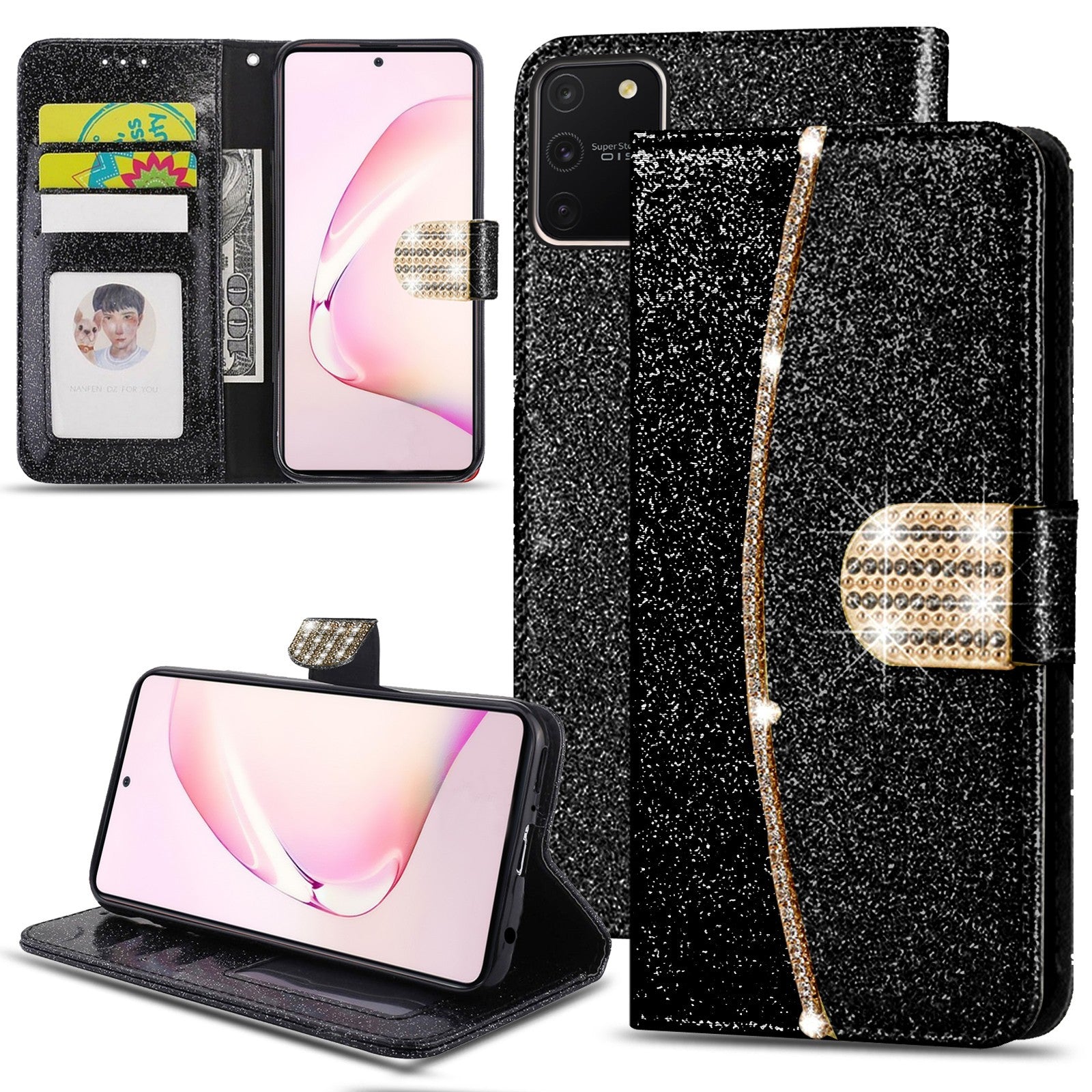 Glitter Book Case For Samsung Galaxy Note 10 20 Ultra Lite Leather Wallet Cover