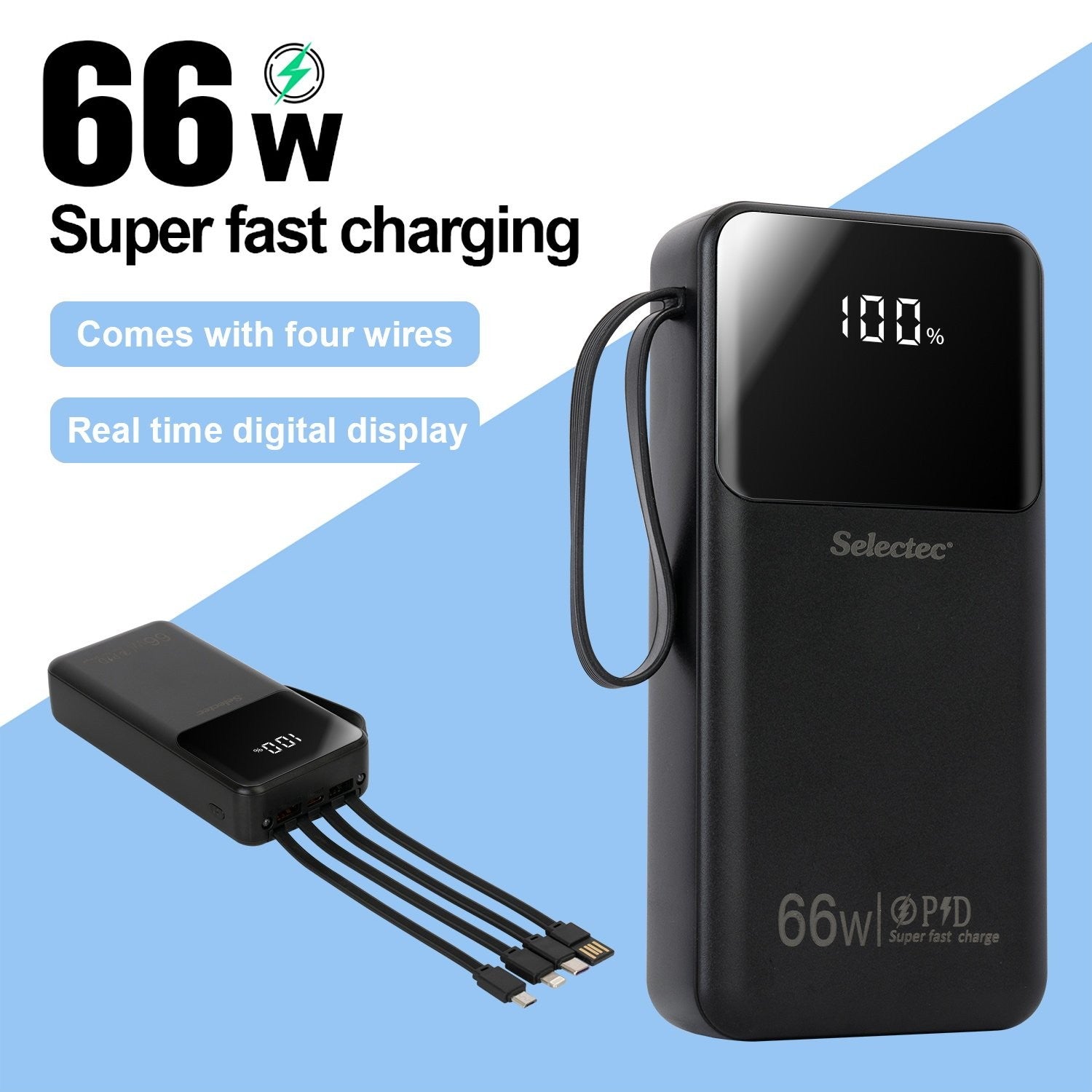 Power Bank 20000mah 66W Portable Fast Charger External Battery for Mobile Phone