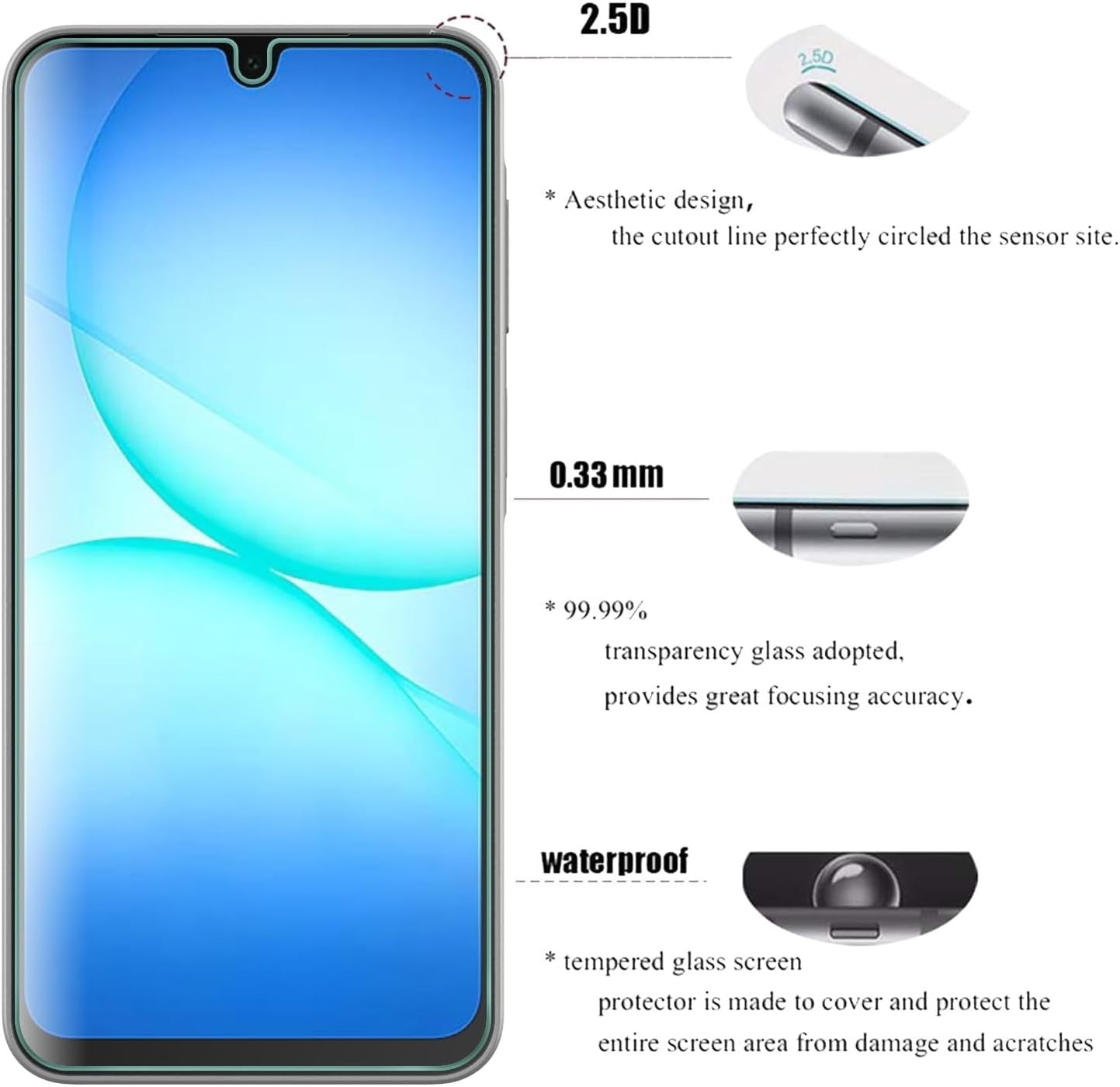 Tempered Glass Screen Protector For Samsung A17 A16 A15 A26 A34 A40 A52S A56 A70