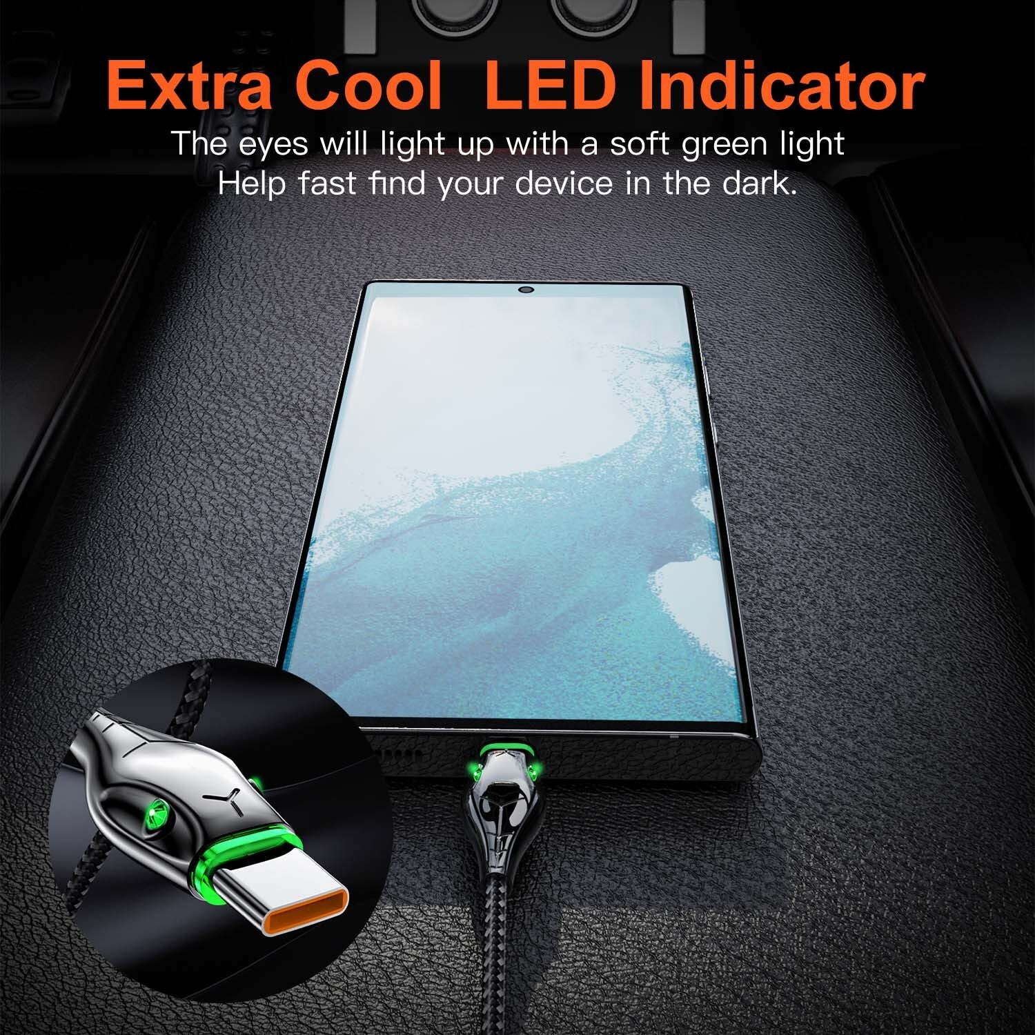 Type C to Type C Cable PD 60W Fast Charger Braided Long USB Lead LED For Samsung