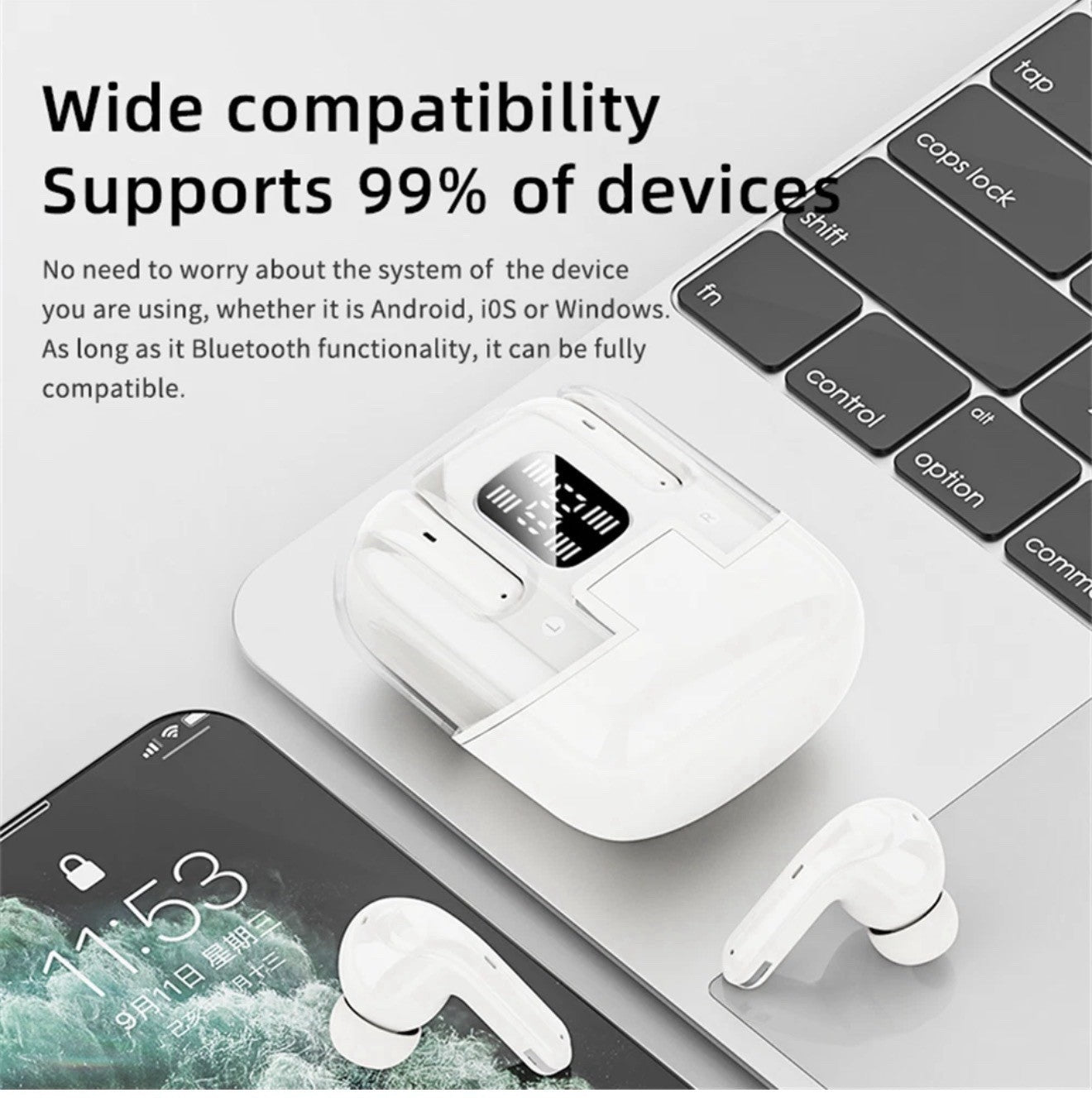 TWS Wireless Earbuds Bluetooth 5.5 Earphones 4 ENC Mics  For Android & iPhone