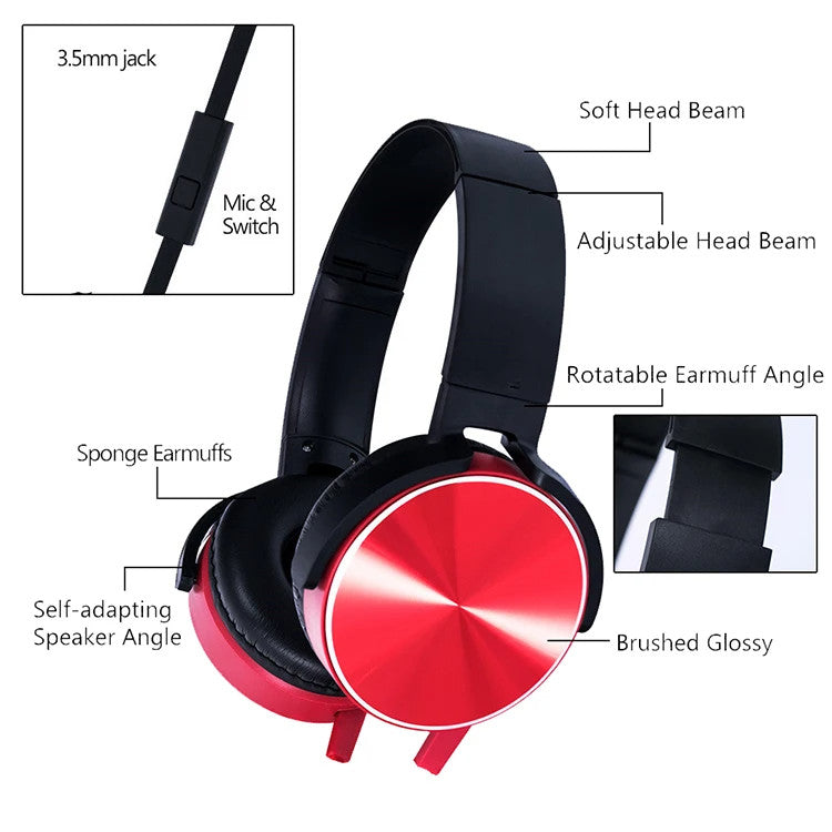Wired Headphone HD Sound Bass HiFi Sound Music Stereo