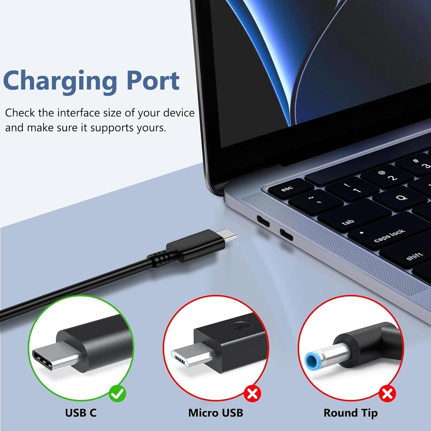 NEW Type C Laptop Charger 65W - USB C for Apple, Lenovo, Samsung, Acer, NoteBook