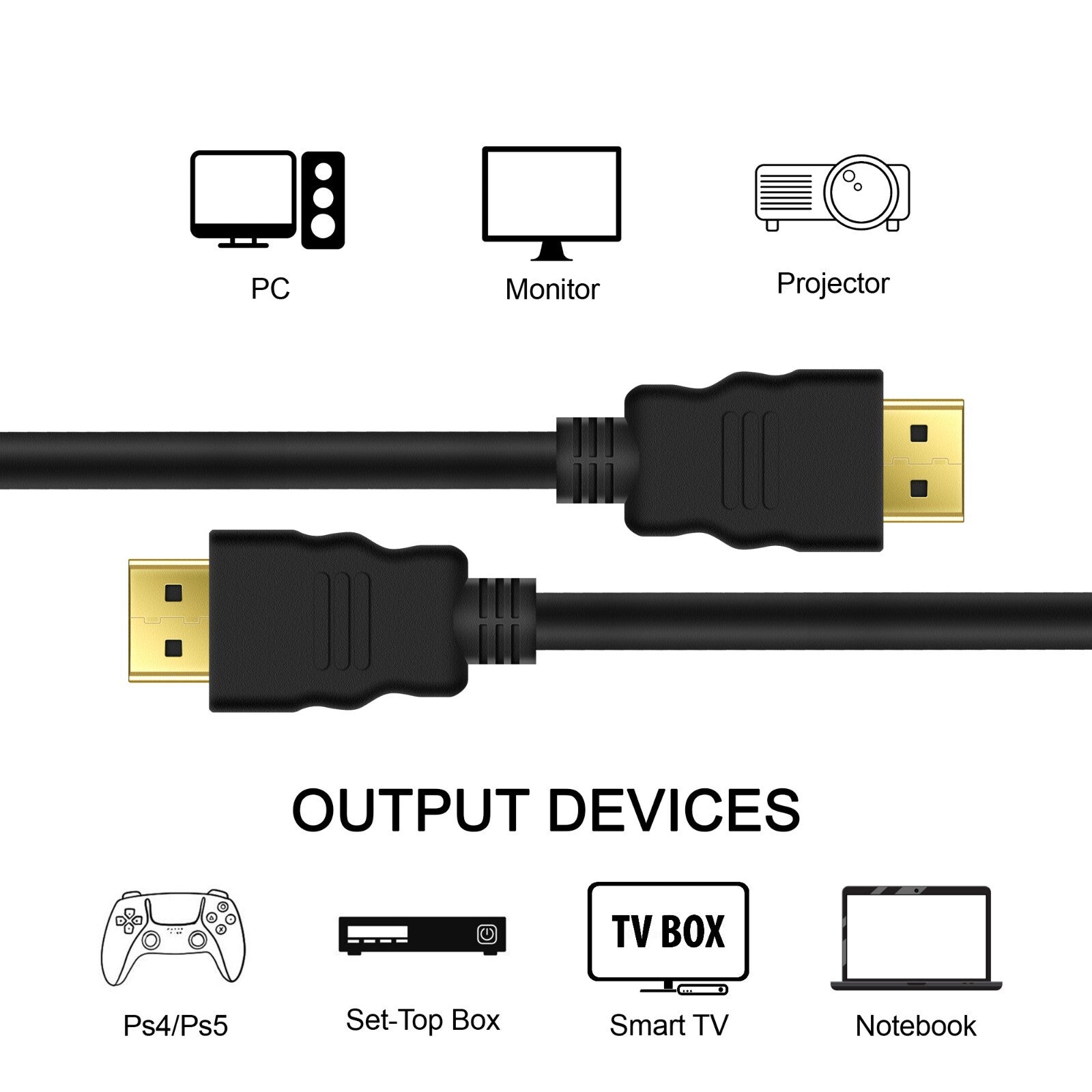HDMI 2.0 High-Speed Gold-Plated Cable 4K UHD 2160p 3D HDTV