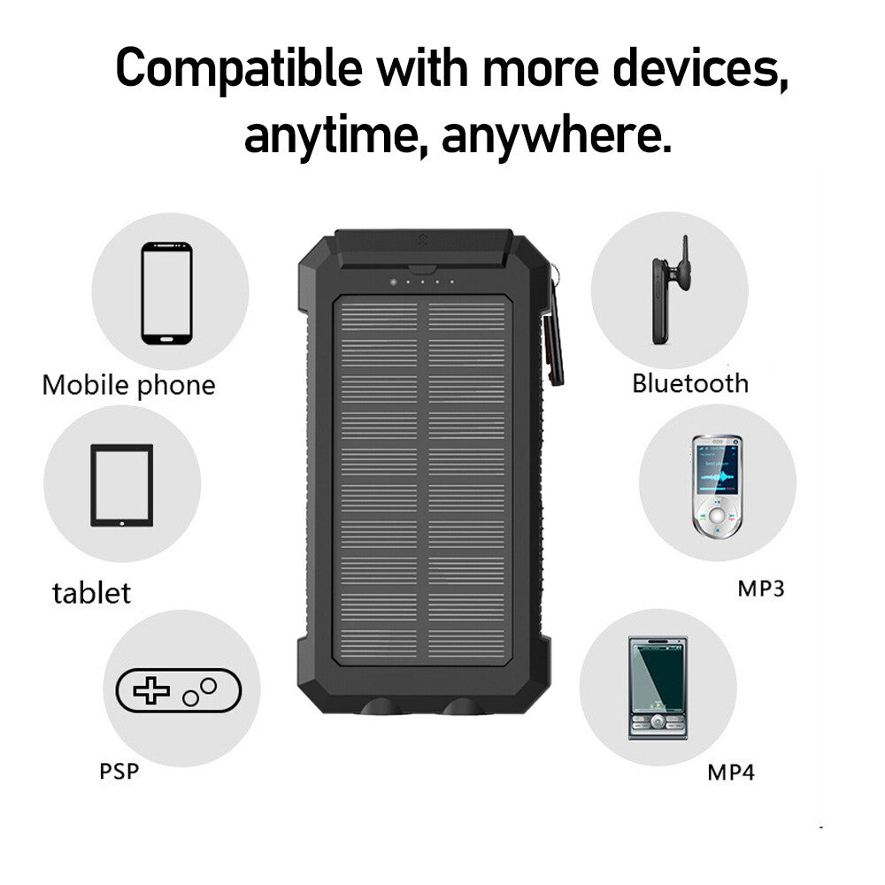 Portable 9000000mah Solar Power Bank Pack USB LED Pack Battery Charger For Phone