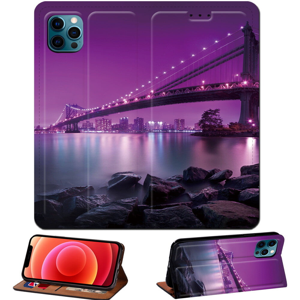 Scenery PU Leather Stand Phone Cover Case For Apple iPhone air/17/17 Pro