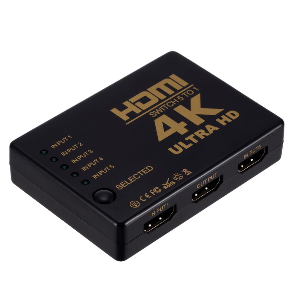 4K HDMI Switch Switcher Selector 5 Port Splitter Hub IR Remote For HDTV PS3