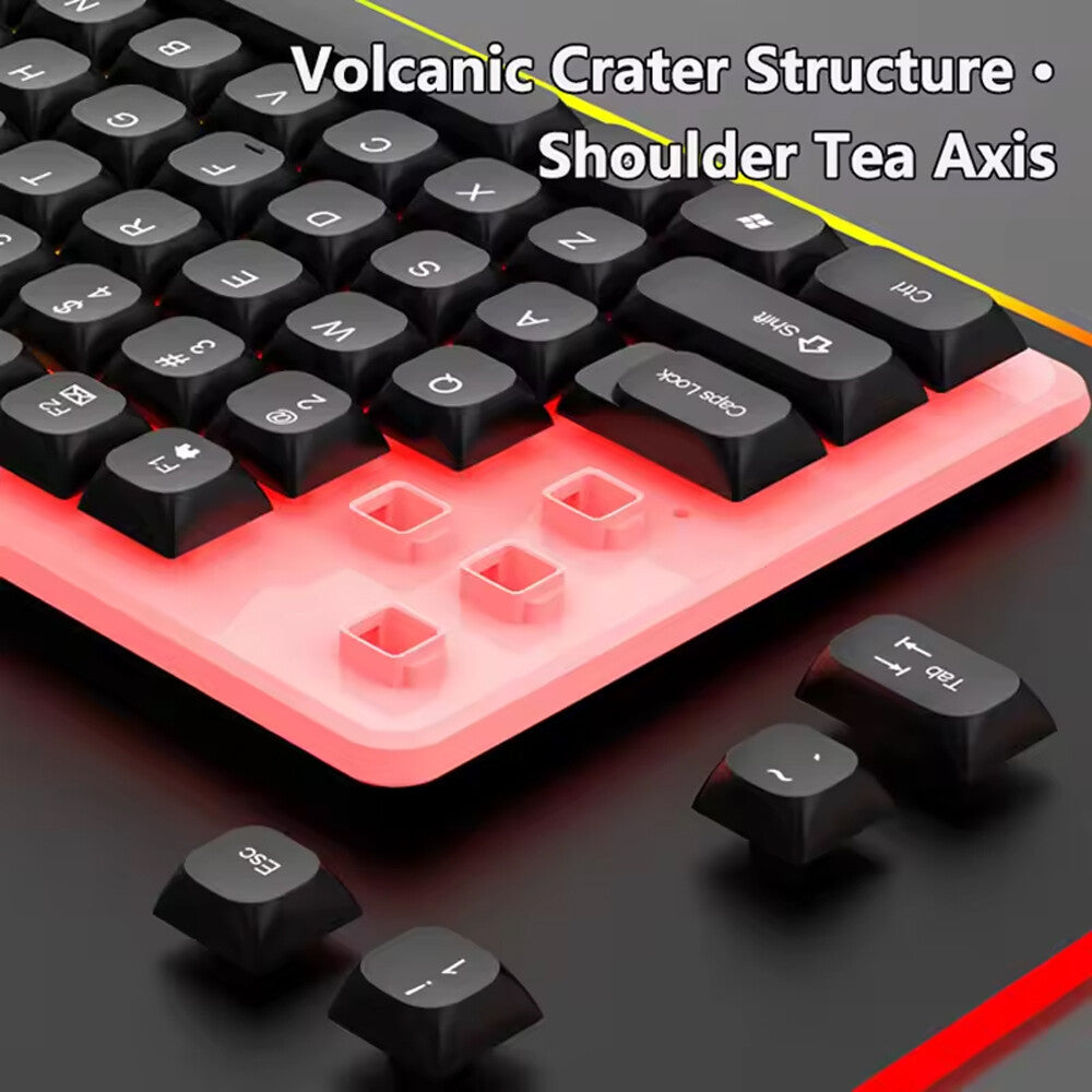Gaming Keyboard Mouse Set USB Rainbow RGB LED Wired For PC Laptop PS5 X-box One