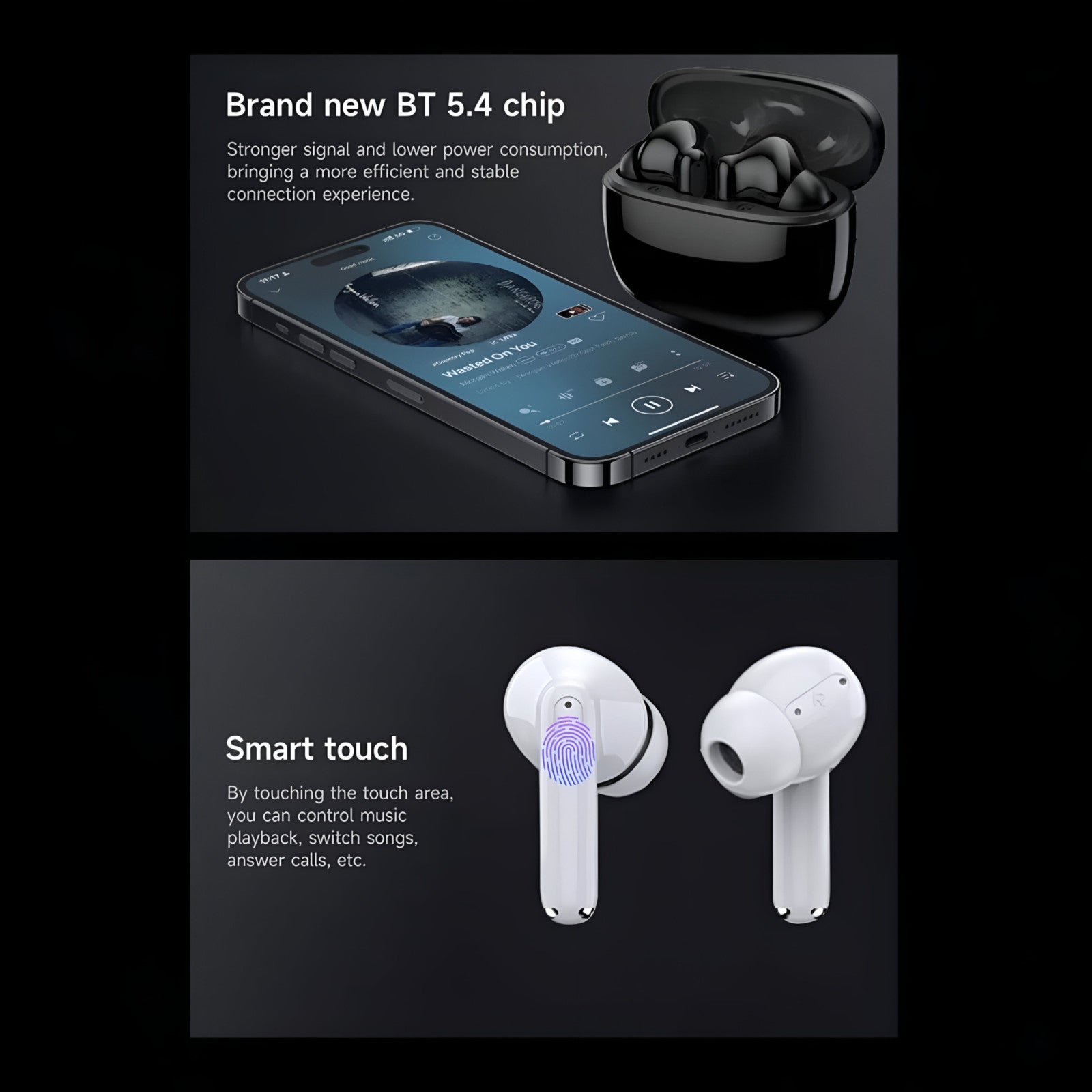 Wireless Earbuds Bluetooth 5.4 TWS Earphones In-Ear Pods for iPhone & Android