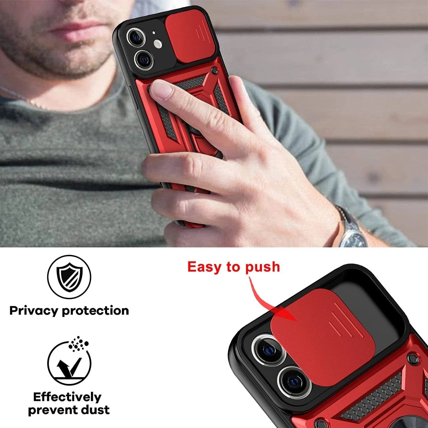 Shockproof Ring Stand Armor Case For iPhone