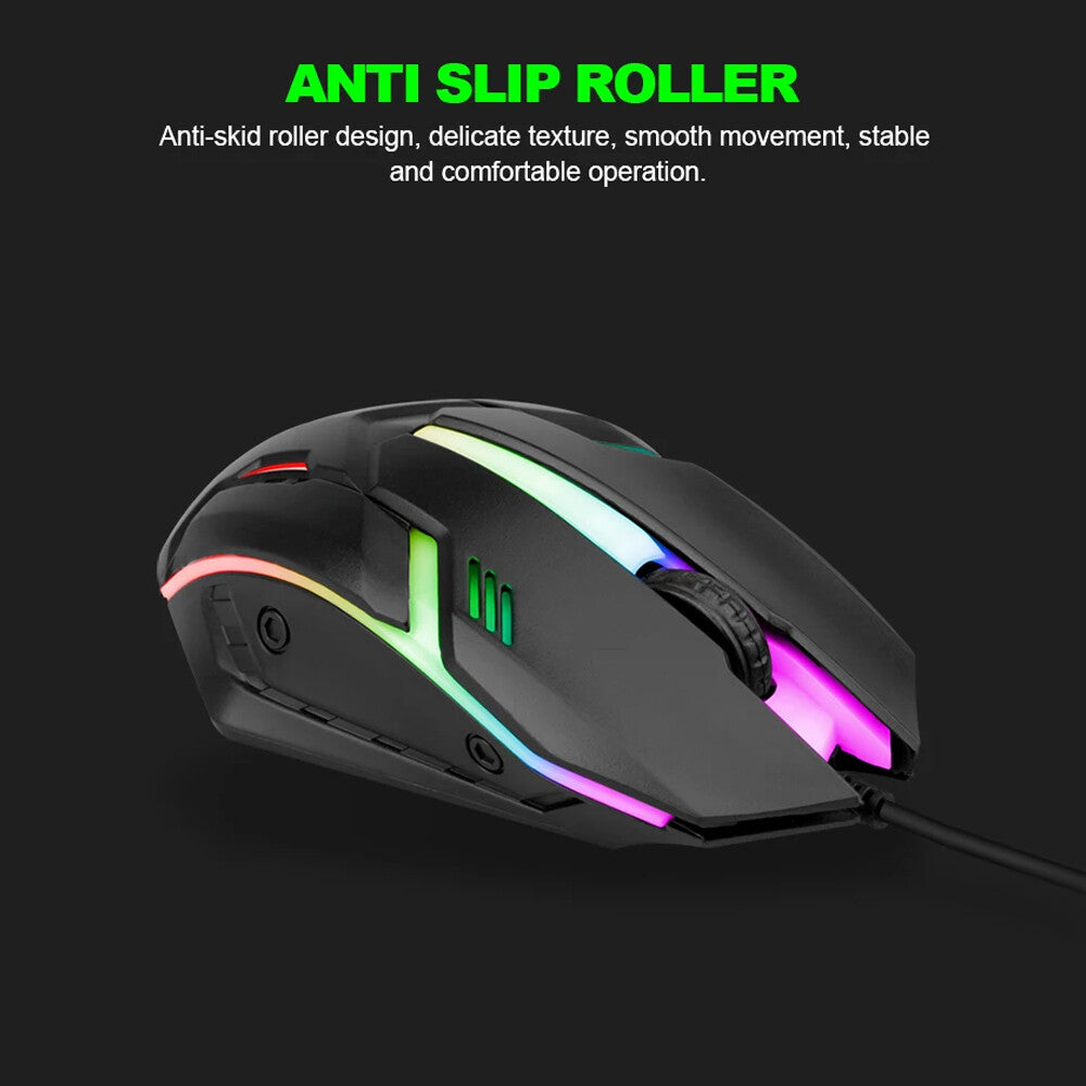 Gaming Keyboard Mouse Set USB Rainbow RGB LED Wired For PC Laptop PS5 X-box One